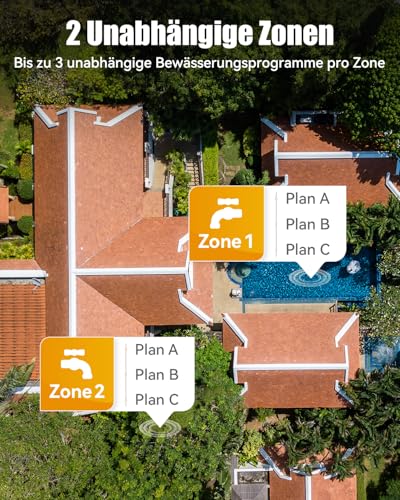 Miniatura 7 de Rainpoint Ordenador De Riego Wifi, 2 Salidas Con Salida De Entrada De Latón, Temporizador Inteligente Para Manguera De Jardín, Temporizador Con Retardo De Lluvia, Riego Manual Aplicación Con
