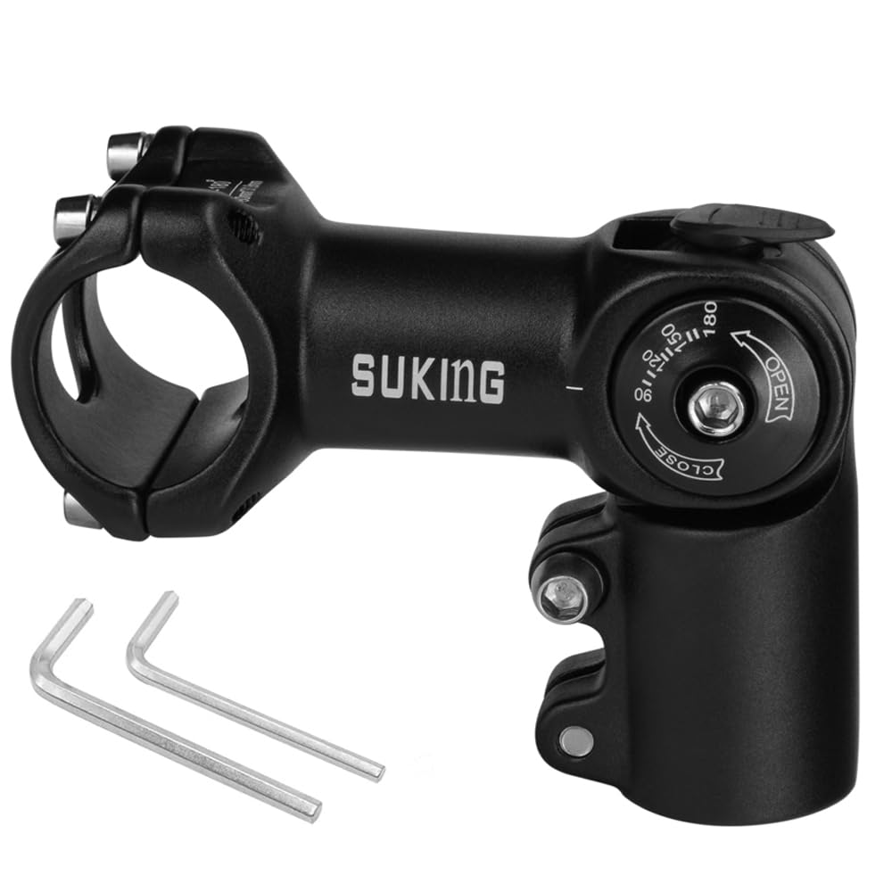 CYSKY Potence réglable de 25,4 cm - 80 mm - Réglable de 0 à 90 degrés - Pour VTT, vélo de route, BMX, vélo de ville