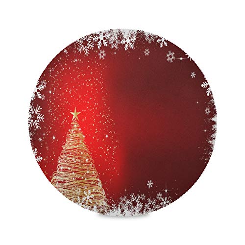 Bolaz 6 Pack Round Placemats Sparkle Christmas Tree Table Mats Heat-Resistant Stain Resistant Anti-Skid Washable Placemats 15.4 Inch #TOP1