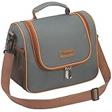 Meiyuuo Lunch Bag Insulated Lunch Box Wide-Open Lunch Tote Bag with Shoulder Strap Food Drinks Holder Snacks Organizer for Women and Men (Dark Gray)