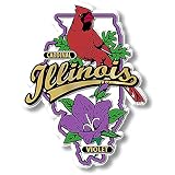 Illinois State Bird and Flower Map Magnet by Classic Magnets, 2.7" x 3.6", Collectible 3D Rubber Vintage-Style Souvenirs and Gifts Made in the USA