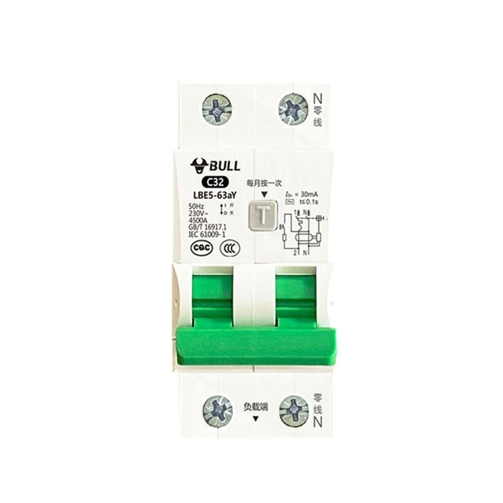Interruptor de aire LBE5-63aY y disyuntor doméstico 1P+N de 25A con protección contra fugas