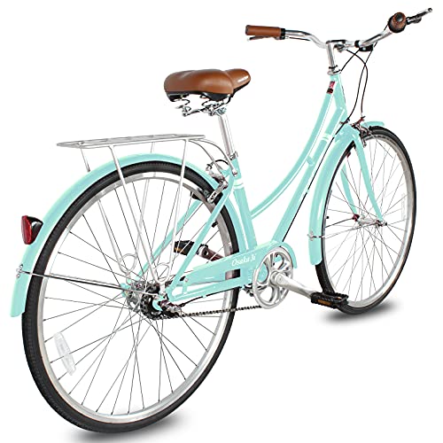 Tracer Osaka Hybrid Bikes For Women,Steel Frame,Shimano 7 Speed, 700C Wheels,Brown Seat Brown Grips,City Bike,Comfort Bike,Commuter Bike,Womens Bike,Acquamarine #TOP2