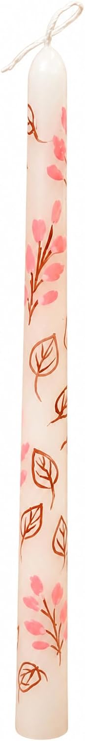 Hand Painted Floral Taper Candle, 10 Inch, Set of 4 | Decorative Long Wax Candle, For Home and Dinner Decor