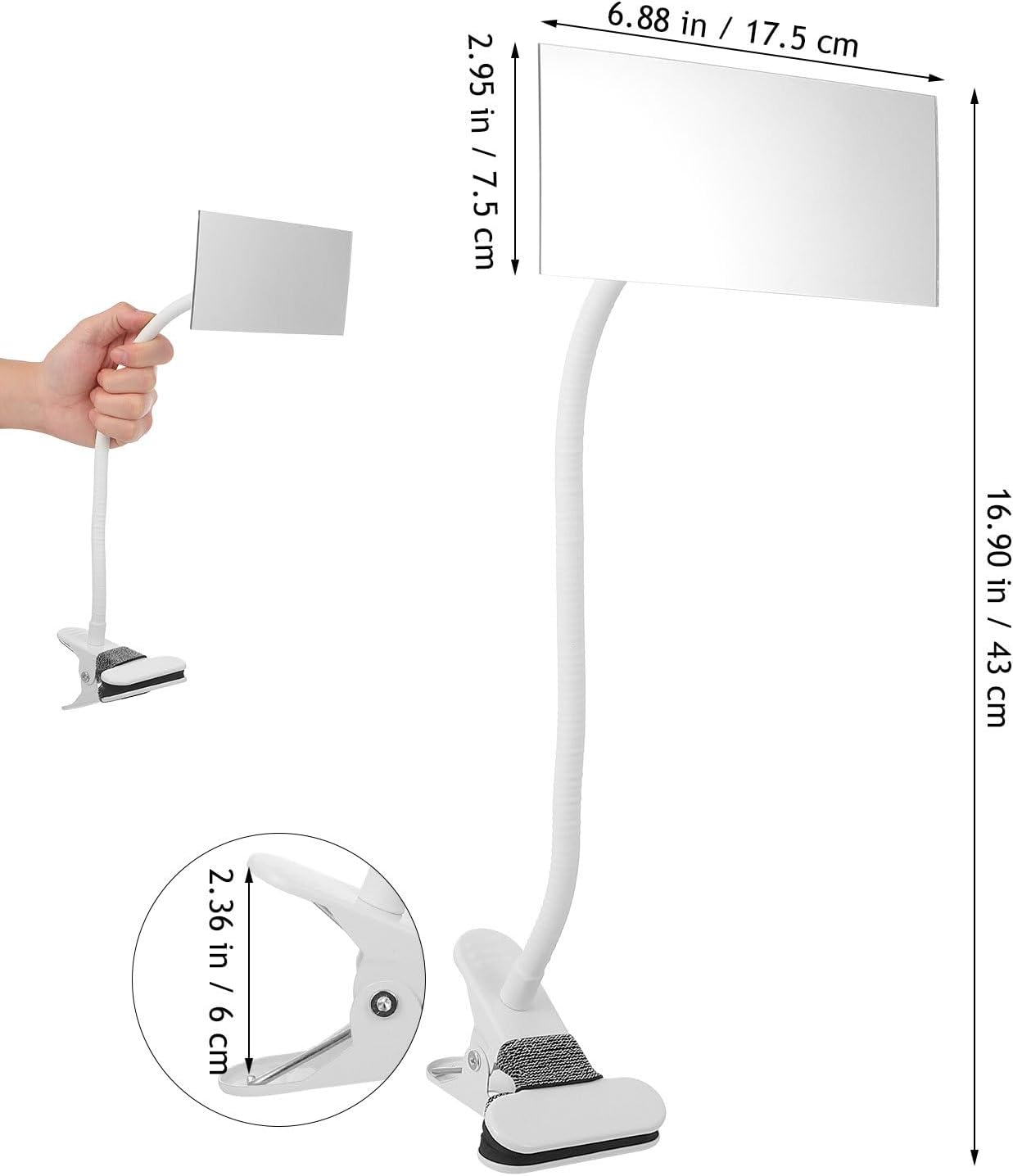 IMIKEYA Clip-On Desk Makeup Mirror for Cubicle, Anti-Peeping Privacy Mirror, Convex Rear View Desk Mirror for Office Computer Monitor, Adjustable Gooseneck Clamp Mirror