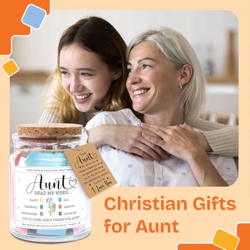 Image of NewEleven Gifts For Aunt - Aunt Birthday Gift From Niece, Newphew, Kids - Auntie Gift Ideas, Christian Gifts For Aunts - Bible Verse Jar