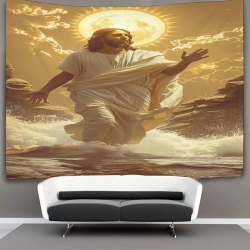 Tapisserie murale Jésus effet 3D habiller grand mur blanc