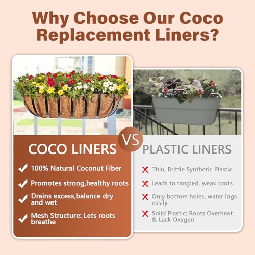 Legigo 4PCS 36 Inch Natural Trough Coco Coir Liners Planters Replacement, Pre-Formed Window Basket Coconut Coir Fiber Liner for Garden Window Flower Box Pots, Fence Trough Planter, Wall Planter Basket by Legigo - Image 5