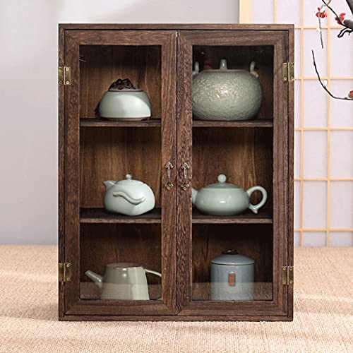 zyr Massivholz Tee Schrank Staubdichter Teetasse Halter Kleiner Blog Regal Desktop Regal Countertop Mini Kabinett Organizer Mit Acrylfenstern Und Vintage Metallgriffe - Image 7