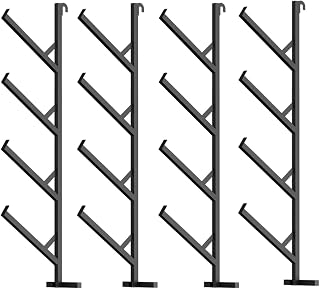 4 Pack Shipping Container Pipe Rack, 4-Tier Heavy-Duty No-Drill Shelving Brackets for Vertical Storage, Easy Install Hanging Racks Hold 400Lbs for Garage, Warehouse, Workshop, Black