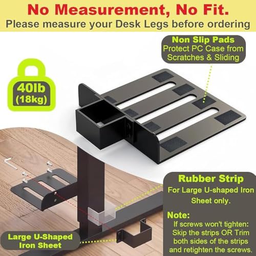 Soporte para CPU de escritorio pesado Diydeg con doble opción de montaje (80 x 50 mm) | Soporte para torre de PC bajo el escritorio, ideal para salas de juegos, oficinas en casa o estaciones de trabajo miniatura 2