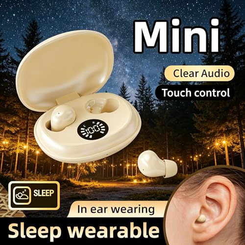 APZXTRK Invisible Mini Sleep Earbuds,Ultra-Light Comfort Fit Sleep Headphones for Side Sleepers,Mini Noise Blocking Sleep Earphones,Bluetooth 6.0 Wireless Earbuds for Sleeping, Working,Sports (Khaki) by APZXTRK - Used condition - Image 3