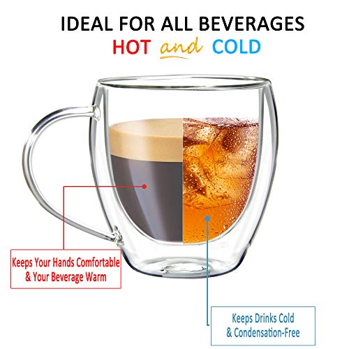 Youngever 2 Paquetes 165ML Tazas de Espresso, Vasos de Café Doble, Tazas de Café de Vidrio - Imagen 4