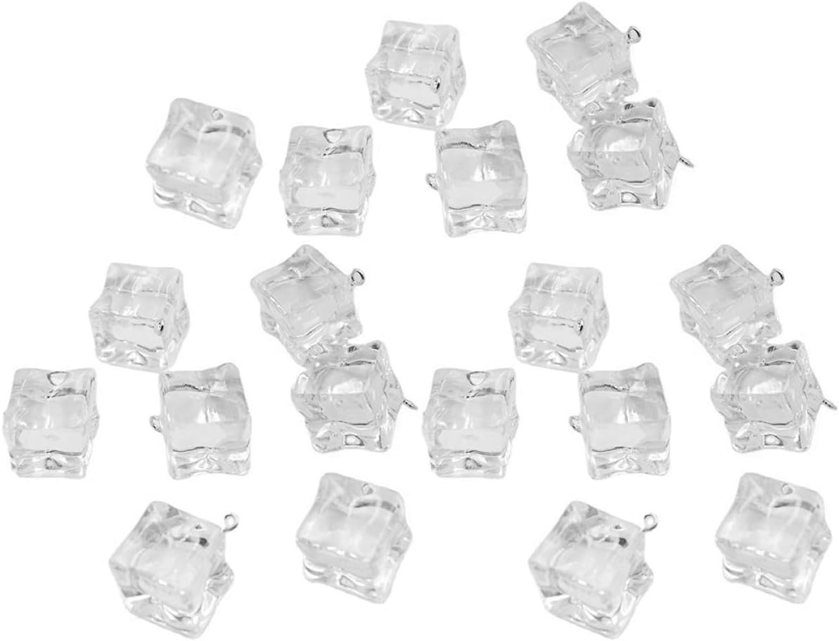 20pcs Mini Ice Cube Pendants DIY Jewelry Accessories Necklace Charms Earring Charms for Bracelet Making Craft Supplies