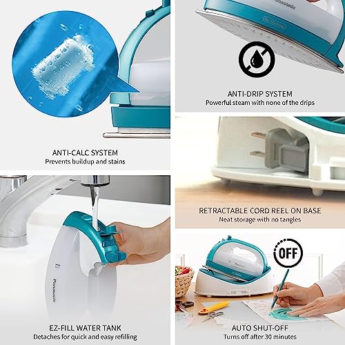 Panasonic NI‑QL1000G Cordless Steam Iron for Quilting & Crafts – 1500 W 360° Freestyle Double‑Tip Stainless Steel Soleplate – Portable Iron for Clothes, No‑Drip, Auto Shut‑Off, Storage Base by Panasonic - Image 7