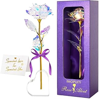 IMOPUITI Valentines Day Gift for Her, Galaxy Rose Flowers Forever Rose with Stand Infinity Rose Presents Eternal Rose Gifts for Girlfriend Women Mum Wife Her on Valentine's Day Mothers Day Anniversary