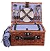 Cesta de Picnic portátil Cesta de Picnic para 4 Personas Juego de Maletas de Picnic Cesta de Mimbre Cubiertos Bolsa de Hielo Bolsa de Compras portátil con Aislamiento para 4 Personas
