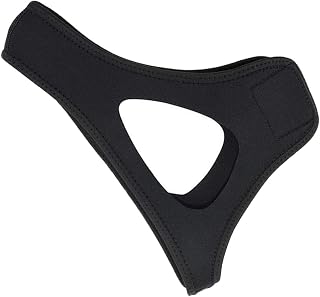 OUNONA Correa de Barbilla Triangular Antirronquidos para Dormir en Casa y Viaje, Material Spinning, Tamaño Ajustable y Fácil de Usar, Color Negro