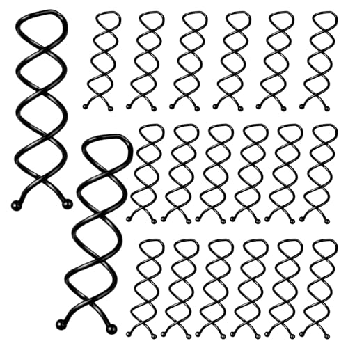 Mabor 20Pcs Spiral Bobby Pins, Black Stainless Steel Twist Hair Clips for Bun, Corkscrew Spin Pins Non-Scratch Round Grip Curly Fine Thick Styles