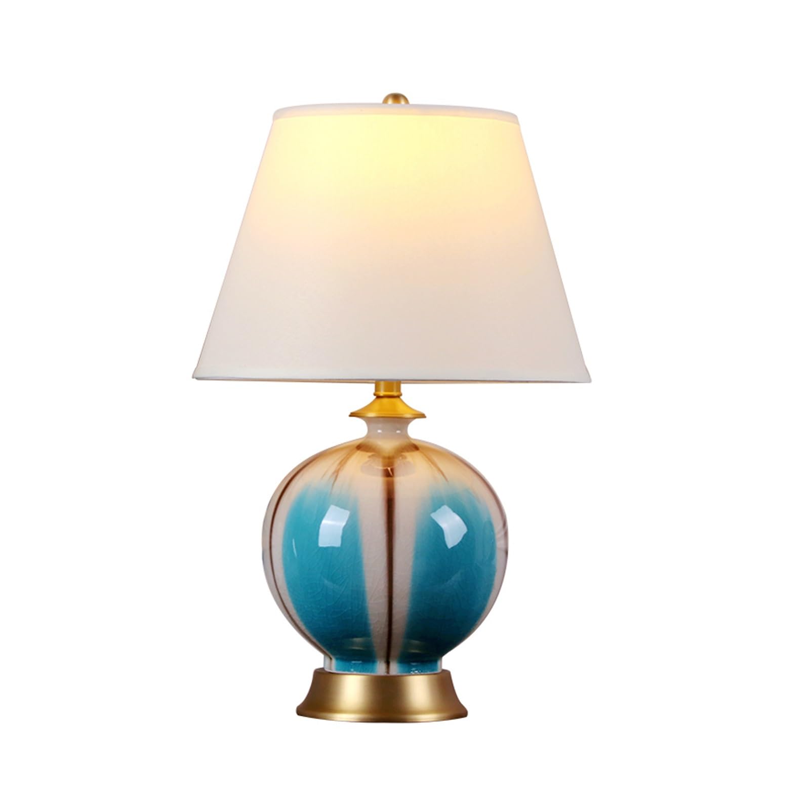 SGKOMN Table Lamp, Ceramic Table Lamp For Bedroom, Table Lamp Blue Farmhouse Rustic Lamp Bedside Table Lamps For Nightstand Side Table Lamps For Living Room-Dimming