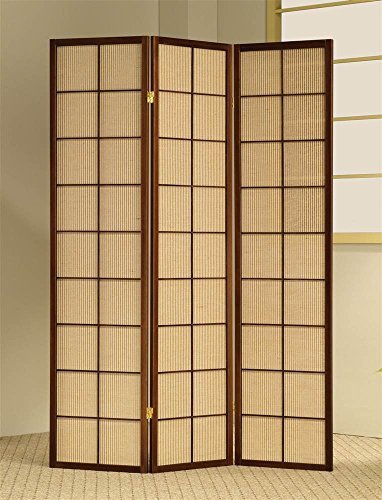 ADF 3-Panel Shoji Screen with Brown Fabric Inlay by ADF
