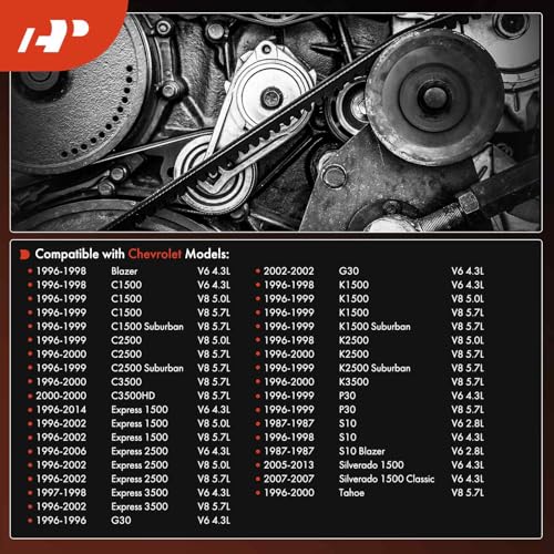 A-Premium 96.01 Inch Serpentine Belt Compatible with Chevy, GMC, Ford, Audi, Mercury, Olds, Isuzu & Land Rover Cars - Silverado, Tahoe, Express, Sierra, Yukon, Savana, Mustang, Taurus, LR4 & More by A-Premium - Used condition - Image 2