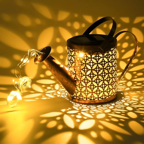 CNMTCCO Solarlampen für außen,Solar giesskanne für außen,Modern Style Decor, Garden Lights With Star Shower,Mit Hirtenhaken, Vintage Fairy Lights