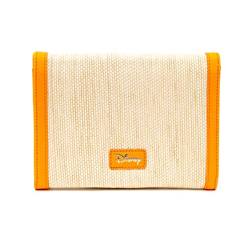 Disney Bag, Horizontal Fold Over Crossbody, Minnie Mouse Embroidered Citrus Ears with Bow Orange, Raffia Straw3
