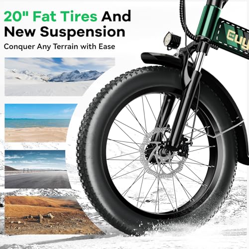 Image of 1000W Foldable Electric Bike,48V 20AH Removable Battery Ebike,80 Miles Max Range Electric Bike for Adults,20 inch Fat Tire Folding Ebike,Adult Electric Bicycle for Commute Beach Snow