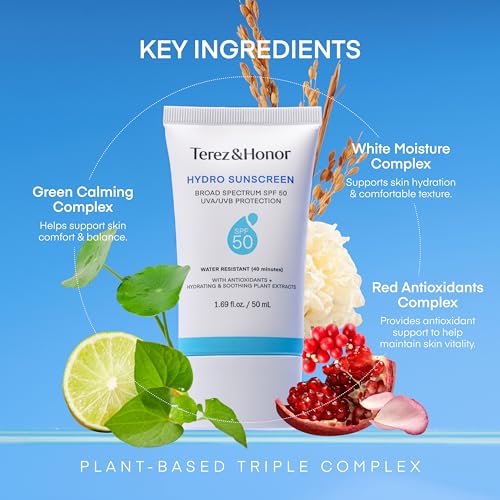 Terez & Honor Sunscreen for Face: Hydrating Face Sunscreen Broad Spectrum SPF 50 with UVA/UVB Protection - Moisturizing, Soothing, Water-Resistant, No-White Cast & Non-Greasy - Korean Sun Care 1.69oz - Image 6