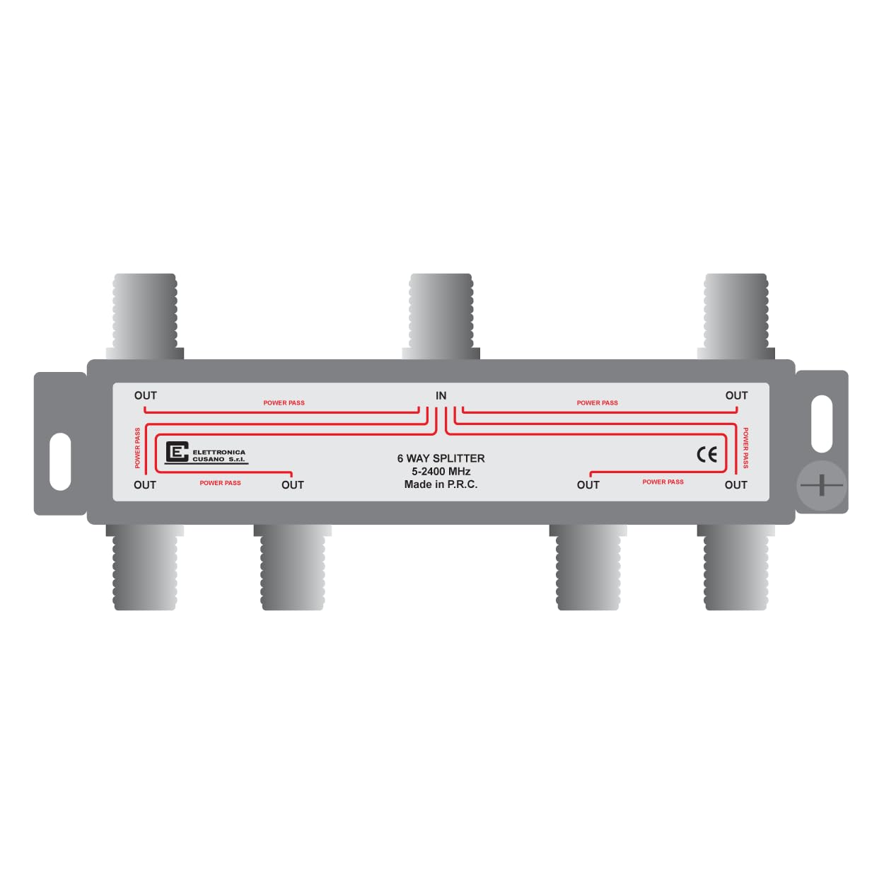 6633 - Splitter Satellitare 6 Vie, Partitore Antenna Tv da Interno con Connettore EFFE, Ripartitore Antenna Tv, Partitore Sky, Distributore di Segnale Tv, Frequenza da 5 a 2400 MHz, Made in P.R.C.