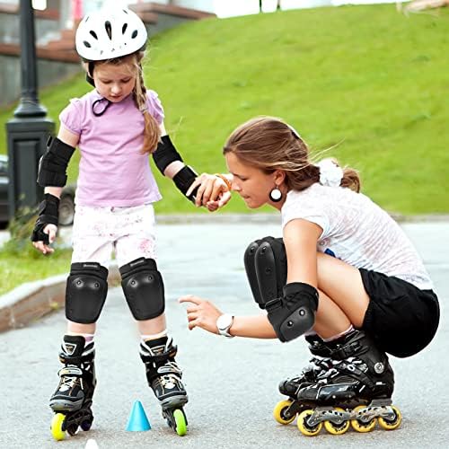 BOSONER Kids Knee and Elbow Pads, Knee And Elbow Pads for Children, Toddler Skateboard Pad for Roller Skates Cycling BMX Bike 6 In 1 Protective Gear Set for Biking Skates Skating