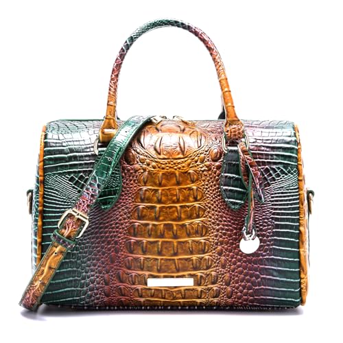 Makcr Joacbv Bolsas de crocodilo com alça superior para mulheres, bolsas de couro transversais, bolsa moderna de grande capacidade com alça de ombro, 1 pavão azul 1