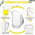 Tessco 3 Pcs Plastic Pitchers 60 Ounce Clear Restaurant Jug Large Water Pitcher Carafe Serve Milk Tea Juice Drink for Parties Container Dispenser Beer Jar
