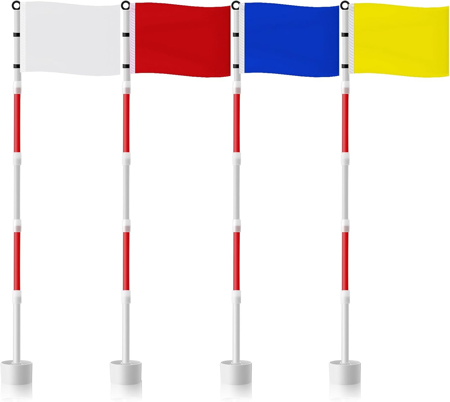 4 Pack Golf Flag Stick 6ft Putting Green Flags Golf Hole Cup Pole Pin Flags for Driving Range Backyard Yard Putting Green and Chipping Greens Gifts (Colored,Blank Style)