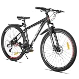 HILAND Bedrock Mountain Bike 27.5 Pollici, 24 Velocità, Telaio in Alluminio, Freni a Disco Idraulici, Forcella Ammortizzata, MTB Unisex Uomo Donna, Nero