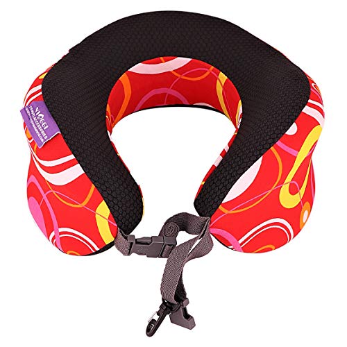 Image of VIAGGI Inova Printed U Shaped Pillow Memory Foam Travel Neck Pillow, Neck Pain Relief Comfortable Super Soft Cervical Pillow - Red