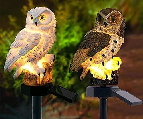 Queen.Y Owl Shape Light LED Outdoor Solar Powered Garden Waterproof Creative Energy Saving Lamp Lawn Yard Ornament Decoration Lanterns Landscape Lights (White)