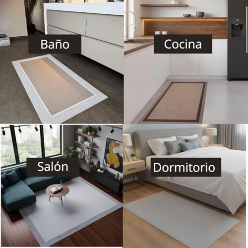 Miniatura 6 de Alfombra Vinilica De Tejido Trenzado De Alta Gama Lavable Antideslizante Alfombra Resistentes Para Salon Cocina Baño Pasillo - 067x200 Cm., Gris