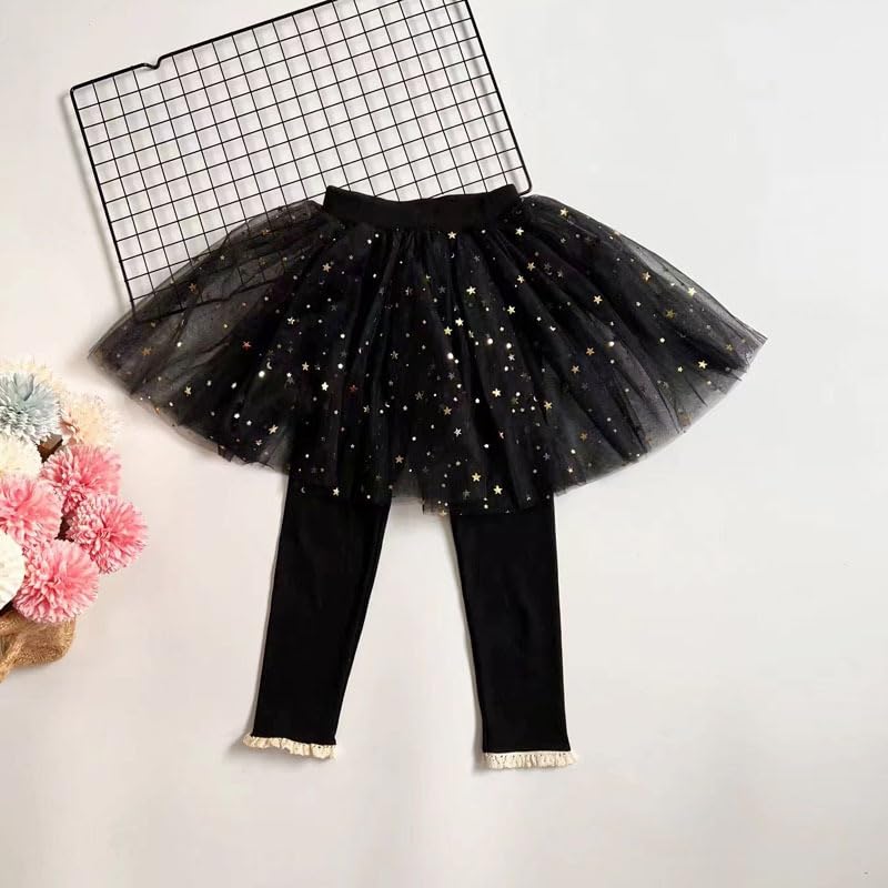 Baby Girls Footless Leggins with Tutu Ruffle Lace Flower Skirt Toddler Cotton Pantskirt for 1-7 Years Old2