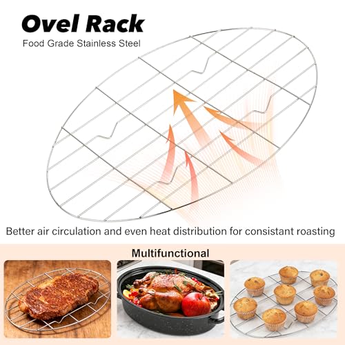 18” Roasting Pan with Lid and Rack, Large Enameled Chicken Roaster for Oven by YIDAZLE - Used condition - Image 5