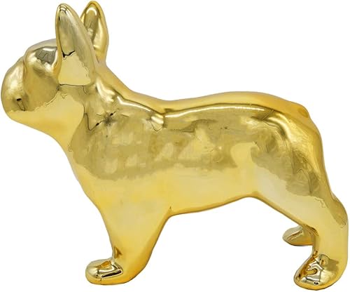 Miniatura 26 de Estatua de bulldog francés, estatua de perro de cerámica de pie gris oscuro mate, escultura decorativa para jardín o decoración del hogar, estatua