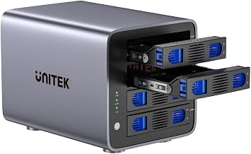 UNITEK 4-Bay RAID Enclosure, USB 3.0 5Gbps & eSATA 3Gbps, Supports 2.5/3.5  SATA HDD/SSD up to 80TB, RAID 0/1/3/5/10/CLONE/JBOD/PM, Intelligent Fan, Aluminum Tool-Free Design