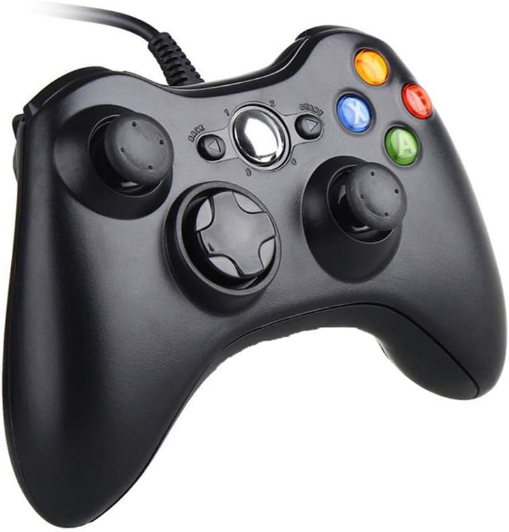Xbox 360 Controller, 7.2 ft USB Wired Controller Gamepad Compatible with Microsoft Xbox 360 & PC Windows(Black) (Renewed)