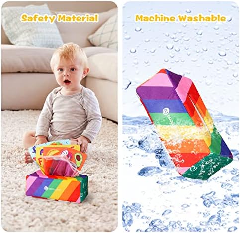kramow Sensory Toys for Babies 6-12 months, Baby Soft Toys 0-6 months, Montessori Toys for 1 year old, Tissue Box Toy, Early Education Toy Gift for Newborn Girls Boys