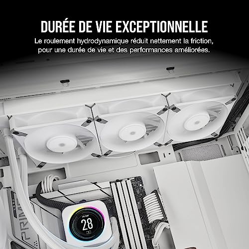 Corsair iCUE AF120 RGB ELITE 120mm PWM Kit de Trois Ventilateurs - Huit LED RGB Par Ventilateur - Technologie AirGuide - Palier Fluid Dynamic - Contrôleur iCUE Lighting Node CORE Inclus - Noir