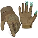KUMGIM Tactical Gloves for Men Women, Motorcycle Gloves Touchscreen Airsoft Hunting Shooting Gloves Black Tan for Outdoor Paintball Work Motorcycle Climbing Survival Training
