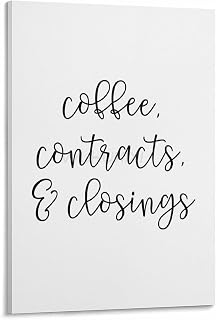 Real Estate Agent, Real Estate Logo, Coffee, Contract, Transaction, Office Decoration, Poster (1) Canvas Painting Posters And Prints Wall Art Pictures for Living Room Bedroom Decor 12x18inch(30x45cm)