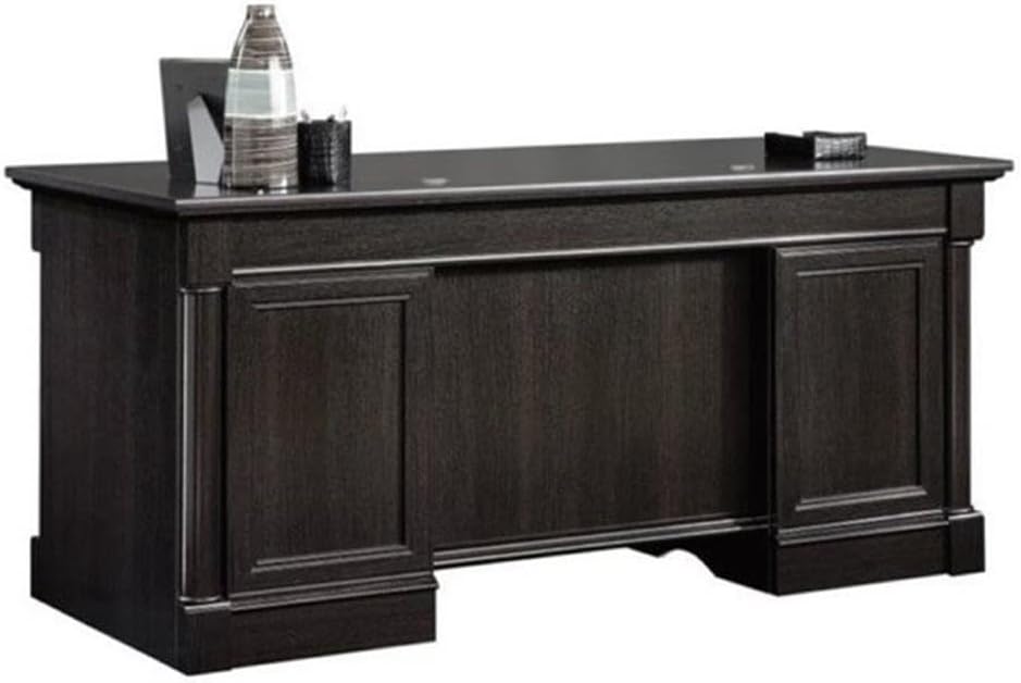 BOWERY HILL Executive Desk, Wind Oak Finish, 65.1 in Wide, Spacious Desk Surface, 6 Drawers with File Storage, Cord Management System, Durable Wood Home Office Desk for Workspace Organization