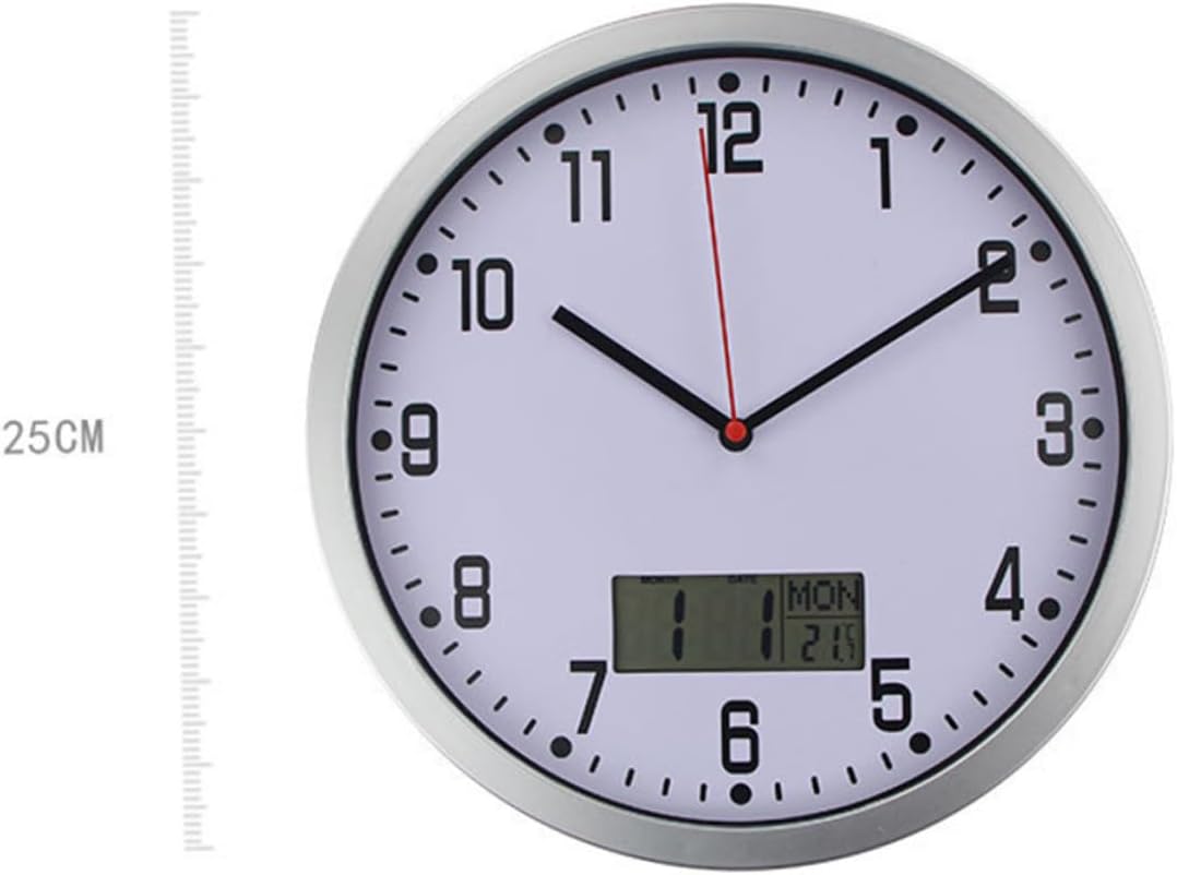 10 Inch Quartz Wall Clock with Thermometer Hygrometer Battery-Operated Perfect for Home Office and Outdoor